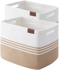 2-Pack 42L Cotton Rope Blanket Basket for Storage Toy Storage Basket Jute
