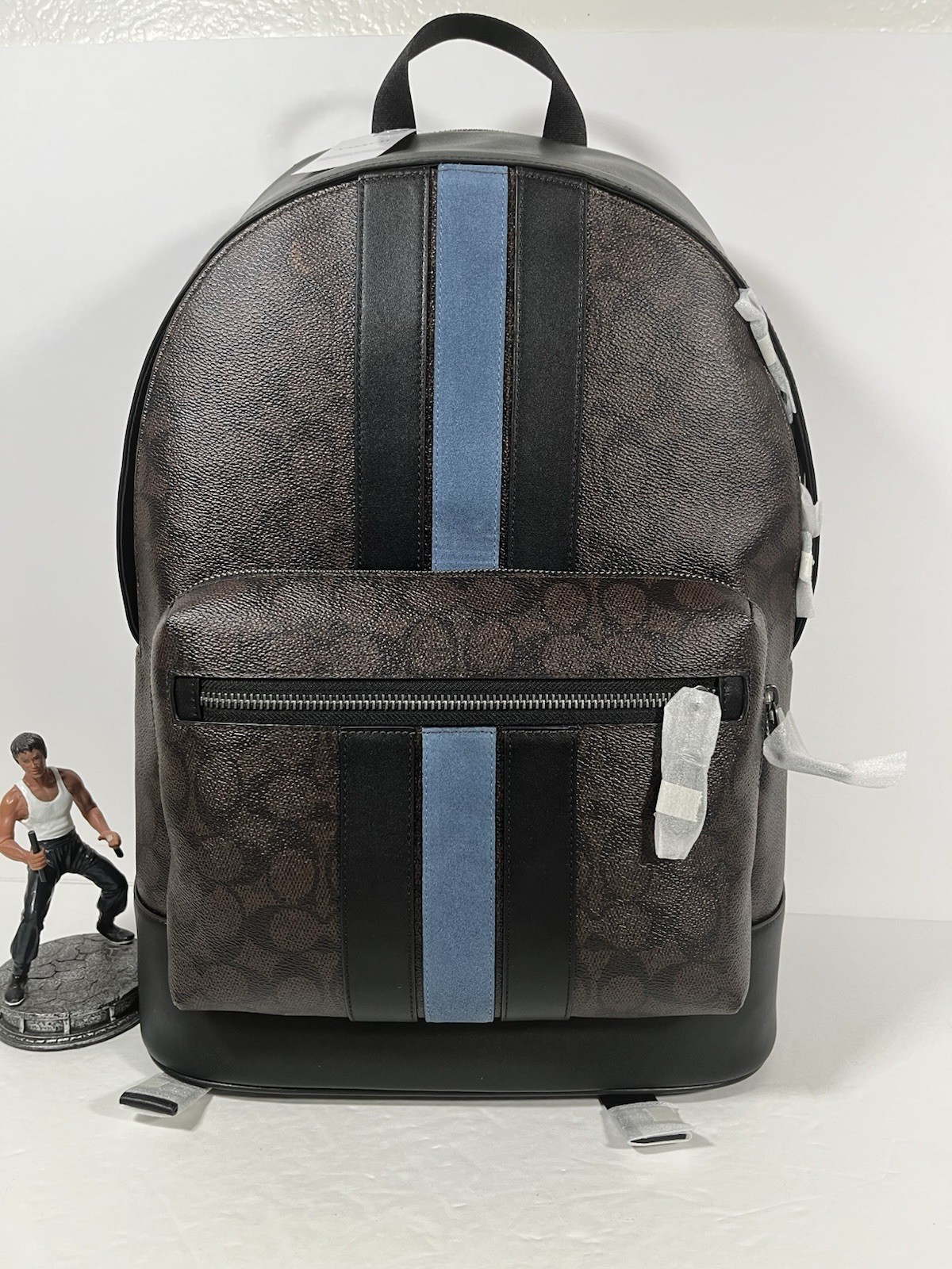Rare Coach West Backpack In Signature Canvas With Varsity Strip NWT image 4