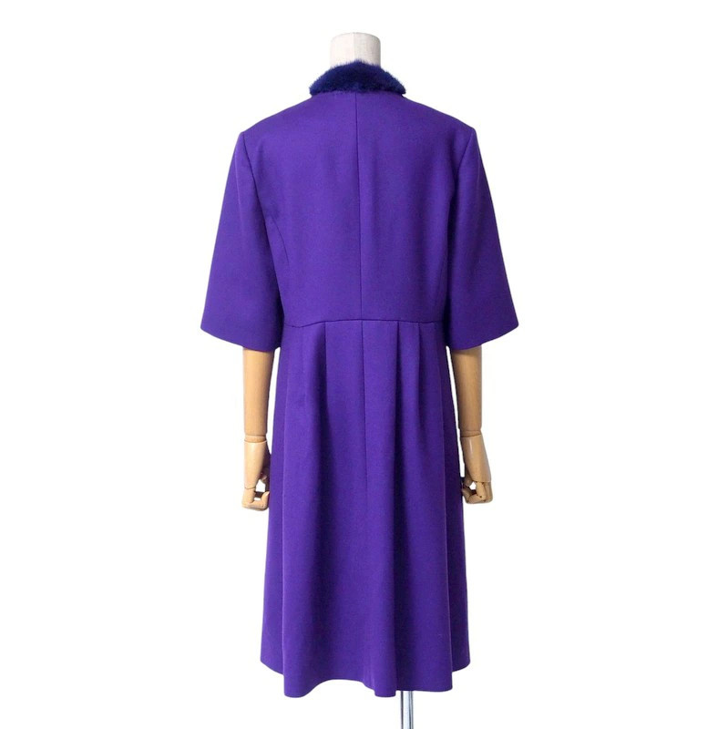 FENDI Purple Wool Coat Size 40 Long with Fur Accents Used thumbnail 2