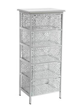 CASSETTIERA METALLO 5 CASSETTI TRAFORATA MODERNA BIANCA SALVASPAZIO 89*42*31 CM