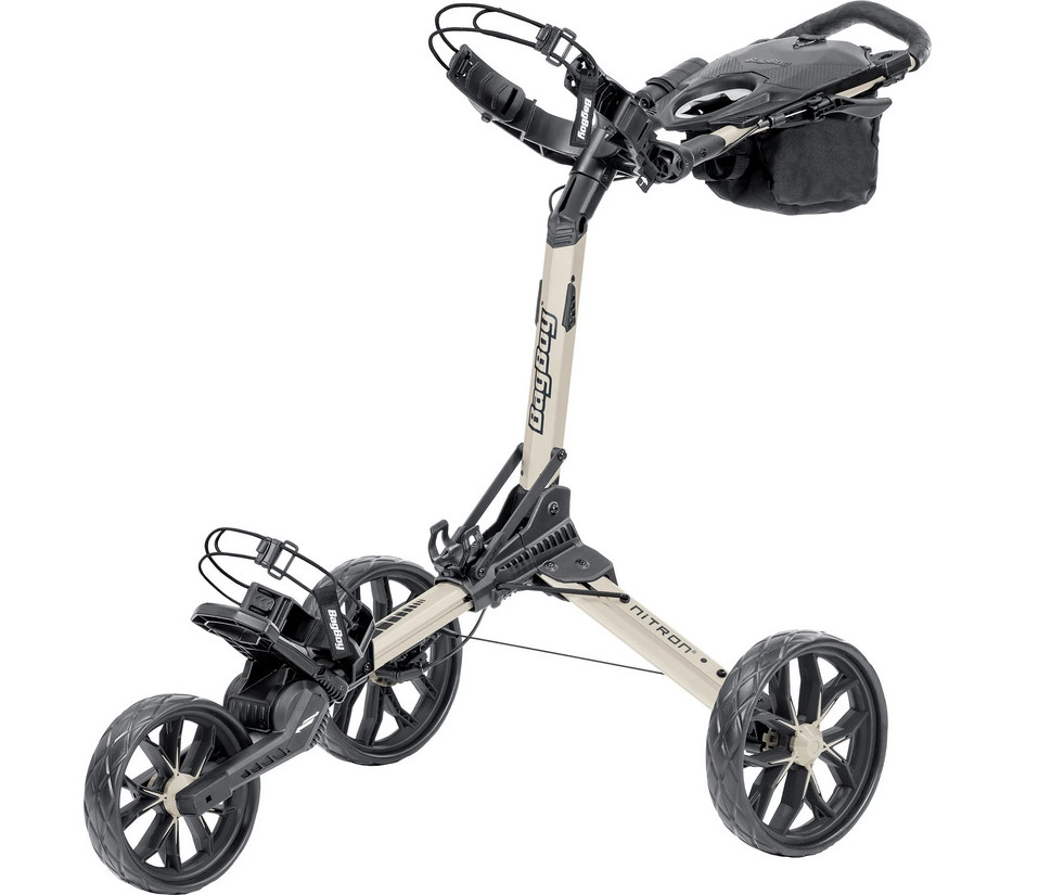 New Bag Boy Nitron auto-Open Push Cart Sand/Black NIB + Umbr