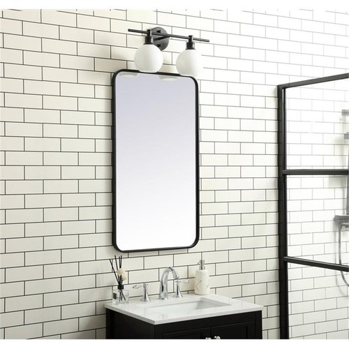 Maklaine 20x36" Soft Corner Metal Rectangular Mirror in Black - Picture 8 of 8