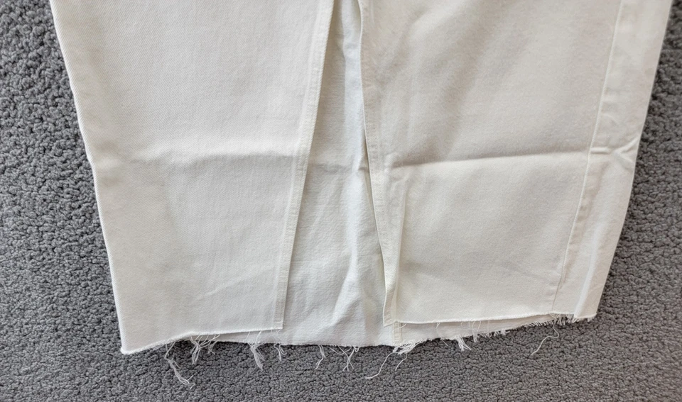 FRAME The Midaxi Denim Skirt Women's 25 Ecru Slit Raw Hem Button Zip Closure - Image 4 of 4