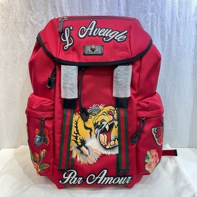Gucci Rucksack Tiger bestickt Techno Canvas rot 429037 125250735