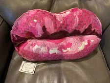 Mackenzie Childs Pink Pucker Up Pillow NWT Rare And Retired 18”x12”