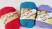 Mixed Lot of 3 Sugar'n Cream Cotton Yarn, 2.5 oz each