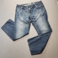 BKE Derek Jeans Mens Blue Denim Bootleg Thick Stitching Size 42L 42x32
