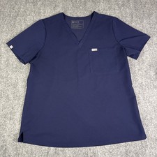 Figs Catarina Scrub Top Women's L Navy Blue Technical Comfort