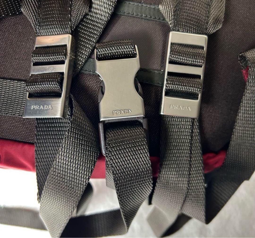 PRADA Red Nylon Backpack Triangular Logo Multi-Po… - image 9