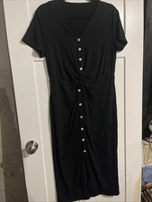 Shein Black Button Up Short Sleeve Dress Women’s Size Large