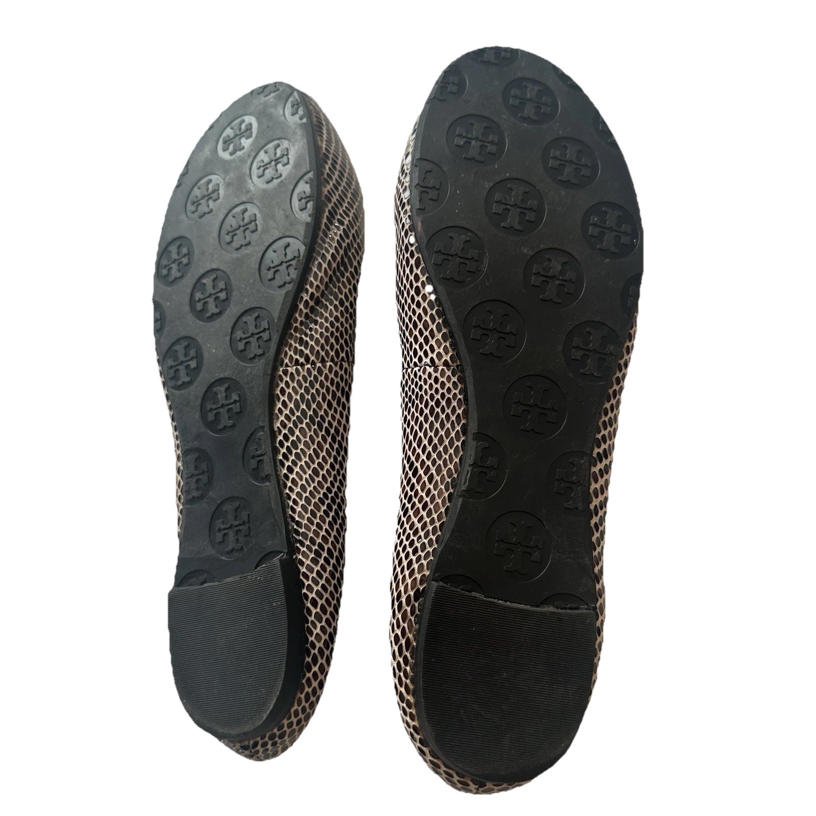 Tory Burch Ballet Flats Womens Gold Snake Print Leather Upper Shoes Size 7 M *R* thumbnail 6