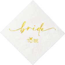 50 Pcs Bride to Be Gold Foil Cocktail Disposable Paper Napkins for Engagement,