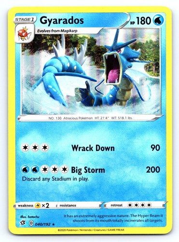 Gyarados 040/192 Holo Rare Rebel Clash Pokemon Near Mint