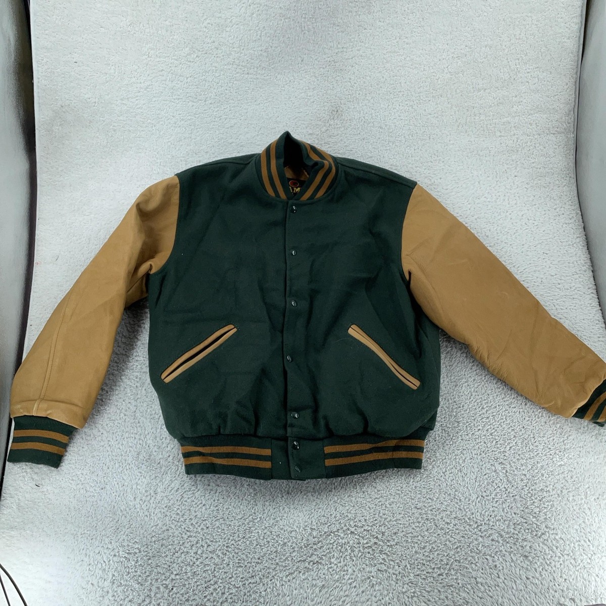 Vtg Game Sportswear Wool Leather Varsity Jacket Large Letterman 