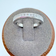 Sterling Silver 925 Cubic Zirconia Channel Set Textured Finish Ring Size 6.5