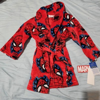 Marvel Spiderman Long Sleeves Toddler Robe Size 5T Red