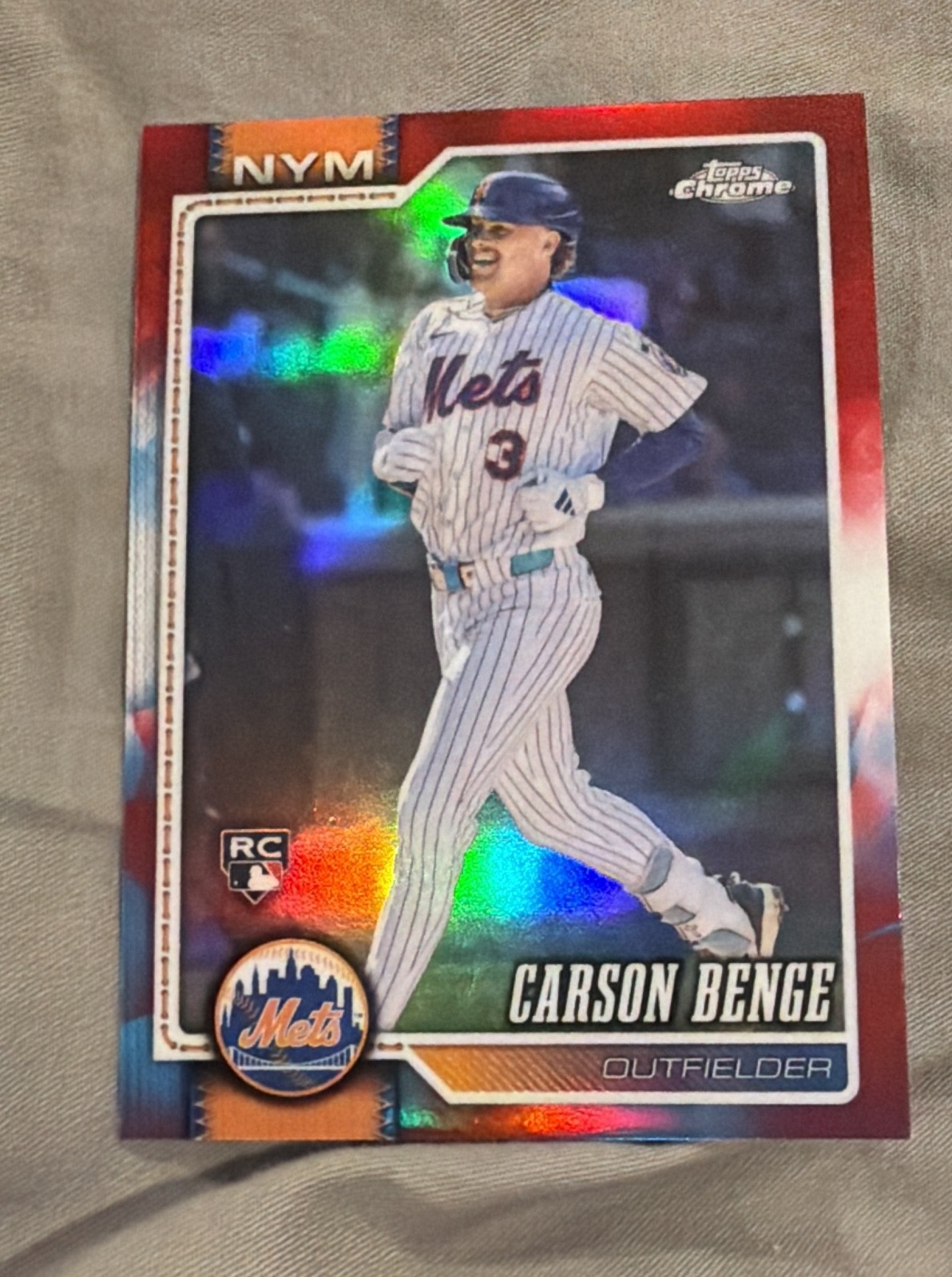 2026 Topps Chrome - Carson Benge #87 Red White & Blue Refractor (RC)