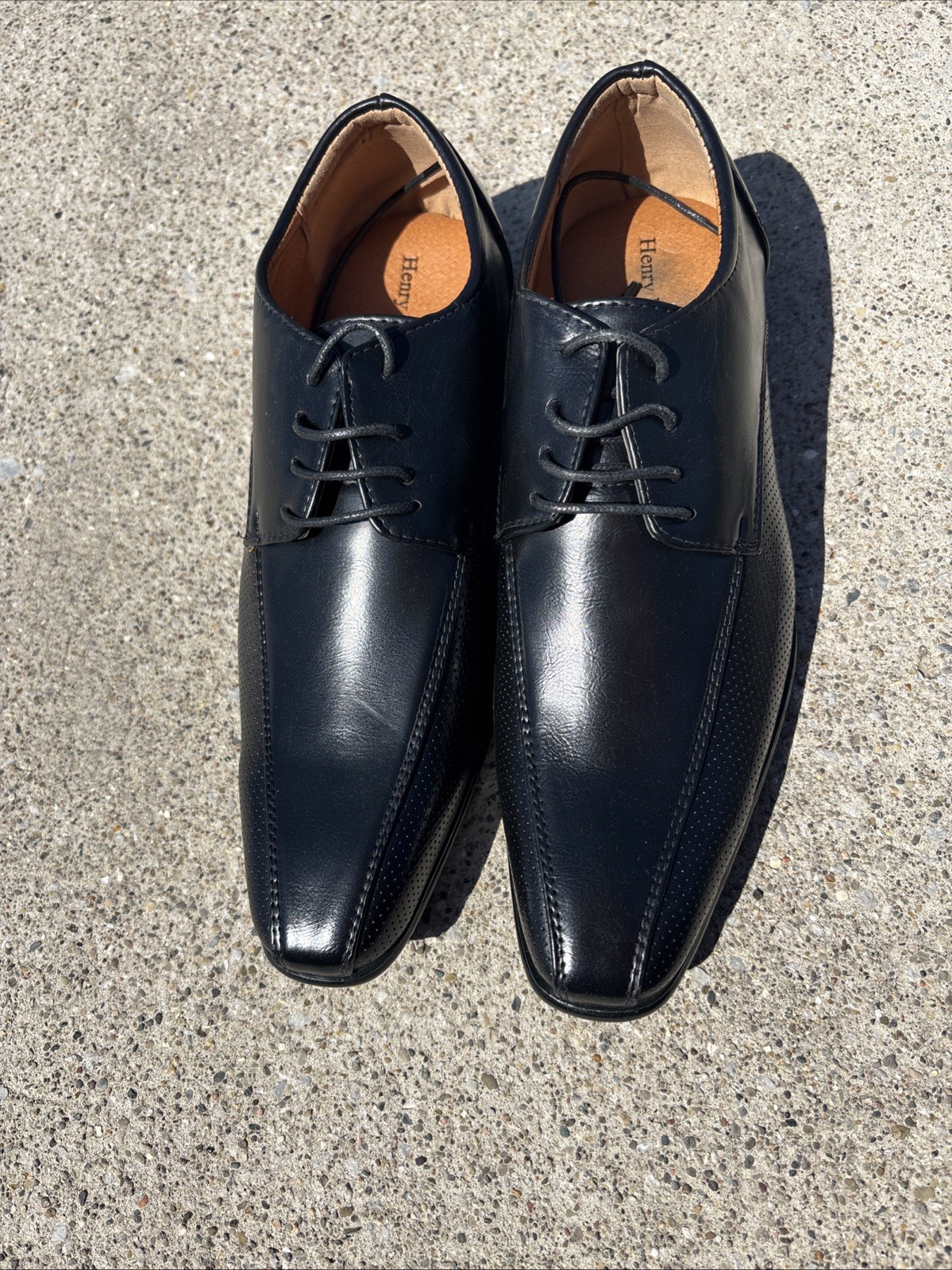 SAOLA Henry Ferrera Derby scarpe eleganti Oxford nere uomo punta quadrata taglia 10 ottime