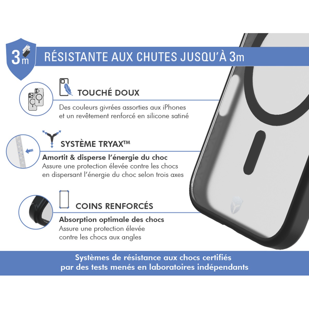 Coque renforcée iPhone 16 Pro Max système Tryax protection chute 3m - 3
