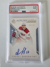 2018-19 UD SP Authentic #187 Andrei Svechnikov Future Watch Auto /999 PSA 9 Mint