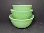 Fire King Jadeite Swirl/shell Mixing Bowl Set Of 3 (bsk)