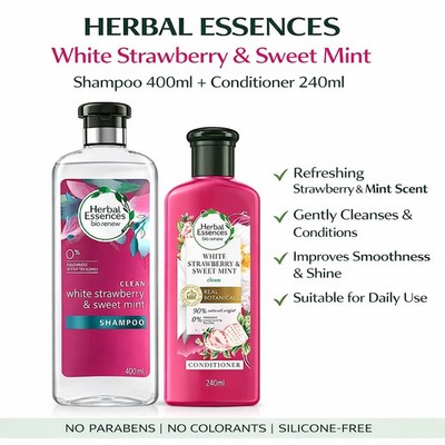 Herbal Essences White Strawberry Shampoo 400ml + Conditioner 240ml Set