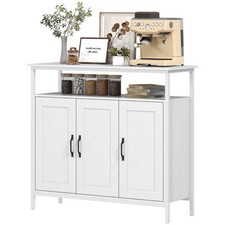 HOMCOM Industrial Kitchen Sideboard with Open Shelf & 2 Cabinets, White