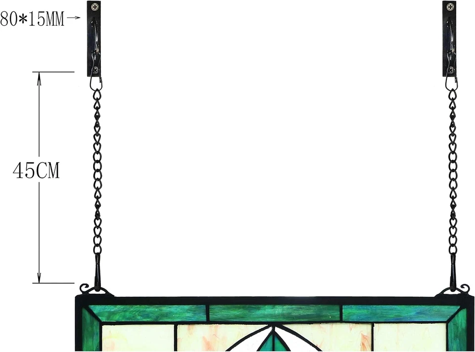 Extra Large Horizontal Transom Window Stained Glass Window Panels Hanging 26" Wi - Image 4 of 4