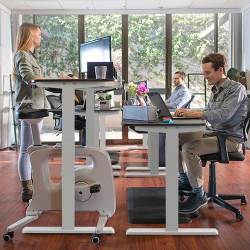Costway Hand Crank Sit to Stand Desk Frame Height Adjustable Standing Base White - Picture 4 of 12