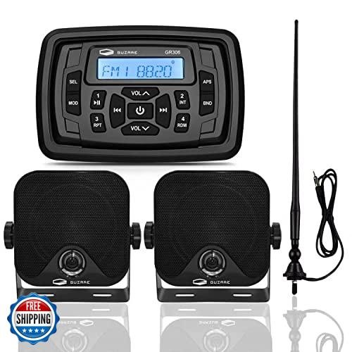 GUZARE Boats Marine Radio Bluetooth and Speakers Audio System Package - Water