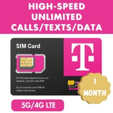 T-Mobile Prepaid SIM Card (30 Day) – Unlimited Talk/Text/Data | 5G/4G LTE | BYOD