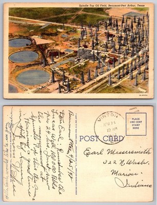 Spindle Top Oil Field Beaumont Port Arthur Texas Postcard