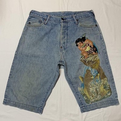 Evisu Yamane Embroidery Denim Shorts Tiger Design JP size W42 Good used
