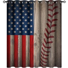 Abstract Baseball Room Darkening Blackout Window Curtains with Grommets,Rusti...