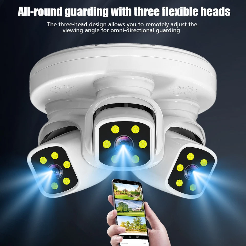 Cámara WIFI 6MP Tres Lentes Seguimiento Automático 360° PTZ Seguridad Visión Nocturna Cámara Foto 2 de 4