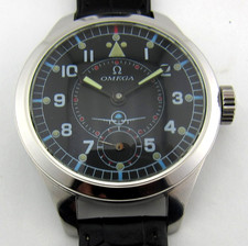 Große Herren Armbanduhr Original Schweizer Mechanismus, Stahl Ehe, Militär...