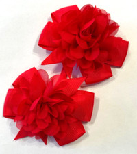 Beautiful Chiffon Flower bows Inspired Set of Pigtail hair bows