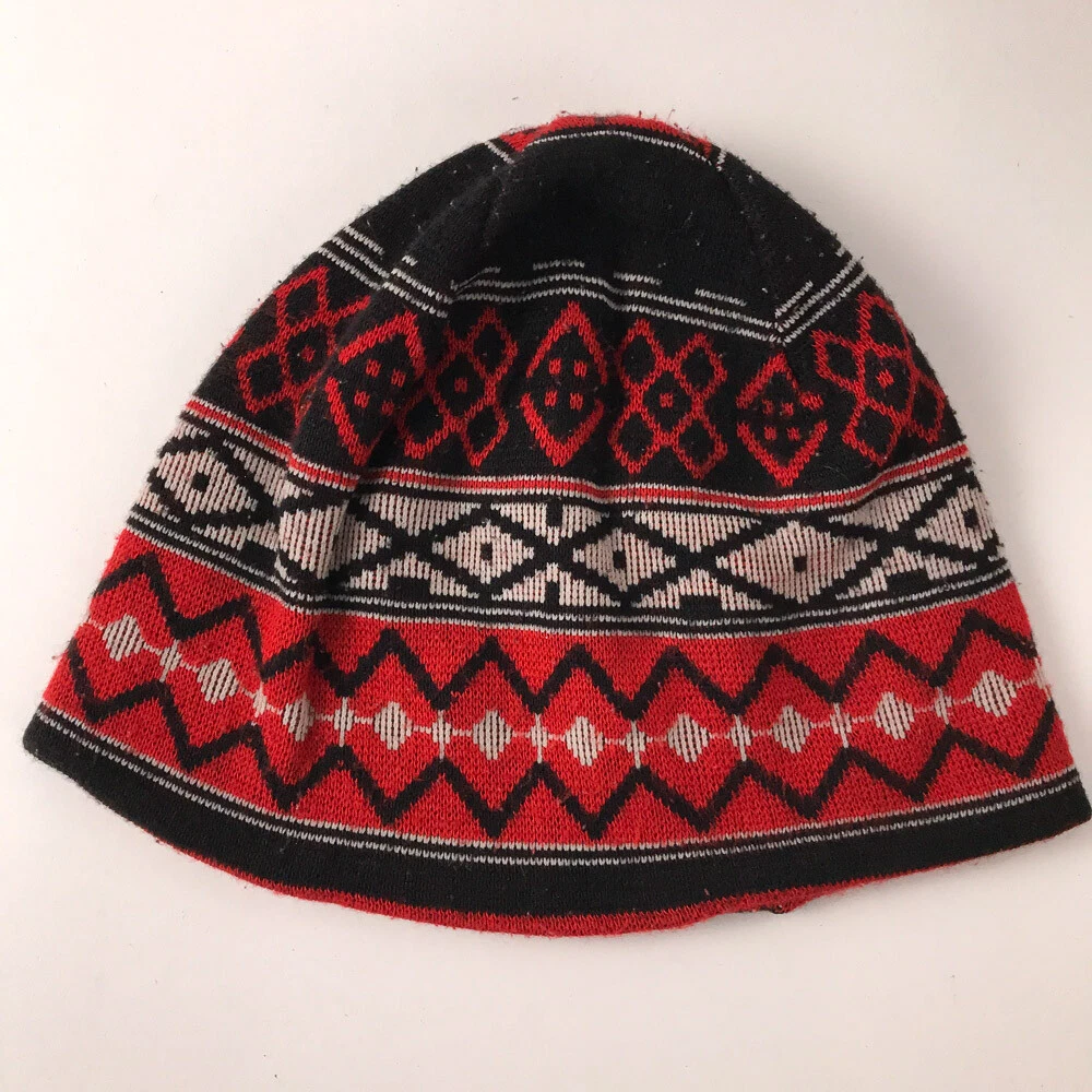 Janus Headwear Winter Hat Beanie Cap Red Black White Pattern