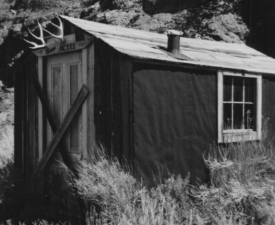 PHOTO PRINT Camp Fickes Cabin Antlers Above Door Boarded Entrance Nevada