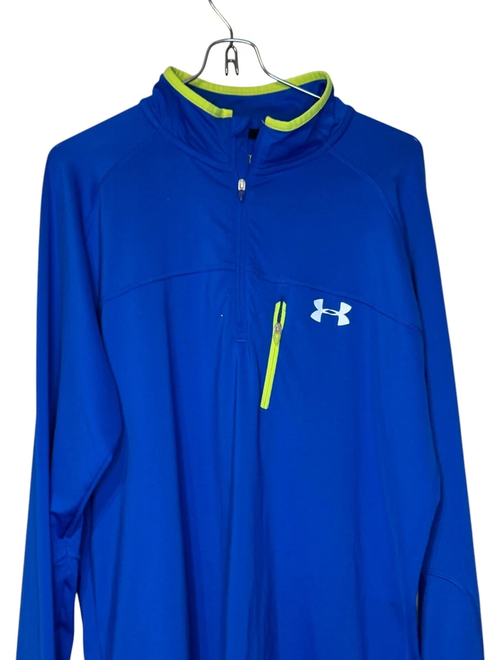 Prendas para el torso Under Armour para hombre 1/4 cremallera agujeros para el pulgar equipo de rendimiento regular azul mediano Foto 4 de 4