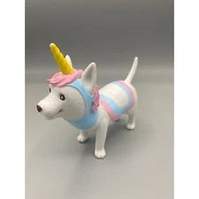 Ankyo White Dog Dressed as a Unicorn Figure Cake Topper Decorative