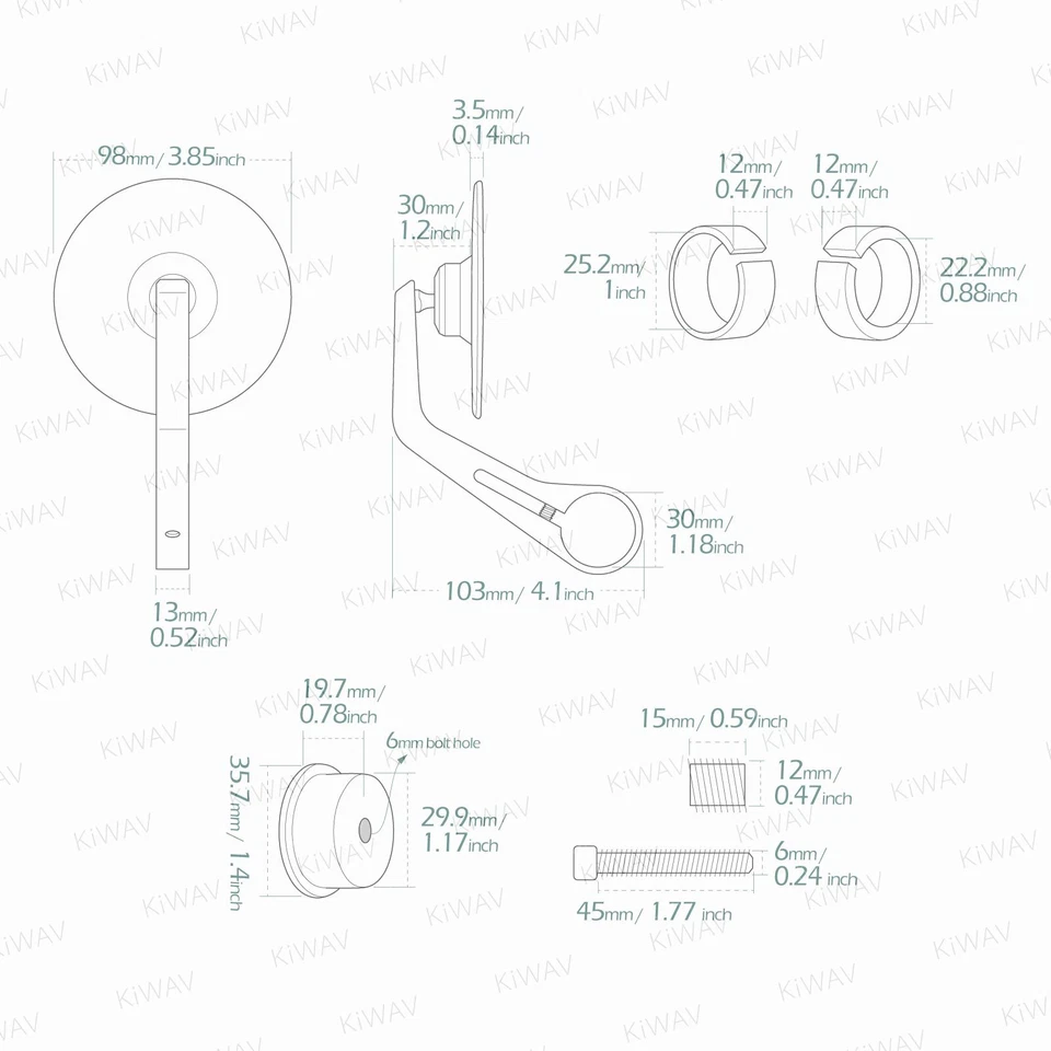 Штанга конца зеркала x 1 круглый черный COLIN тонкий подходит BMW R девять T R9T 12 мм болт на - Изображение 2 из 4