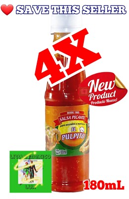 4X EL PULPITO Mexican Hot Sauce for Fish & Seafood Pescados y Mariscos     