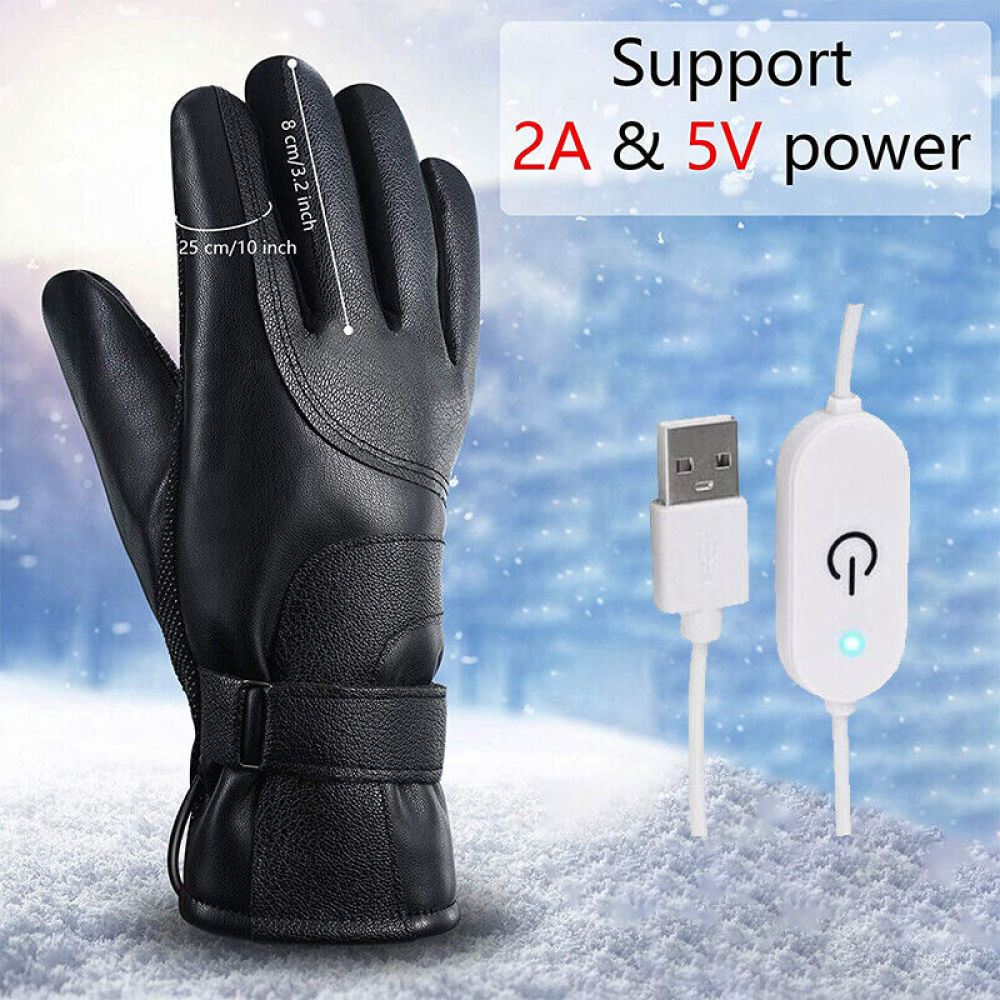 USB Electric Heated Gloves Winter Warm Touch Screen NonSlip Cycling