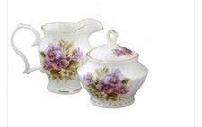 Grace Teaware  Pansy Fine Bone China  Creamer And Sugar Bowl