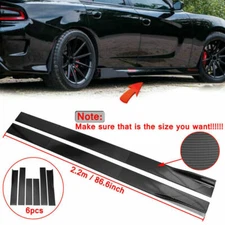 86.6" Carbon Fiber Side Skirt Rocker Panel Fit For Dodge Charger RT SRT SXT #E