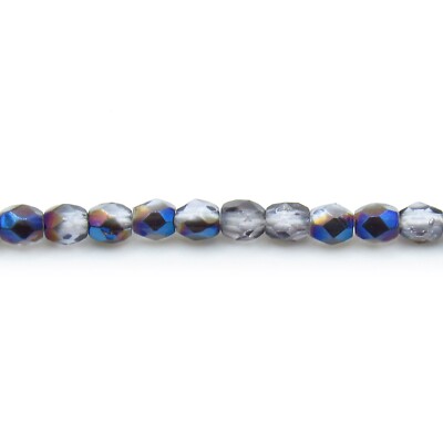 Alexandrite Azuro - 50 3mm Round Faceted Czech Glass Fire Polish Beads