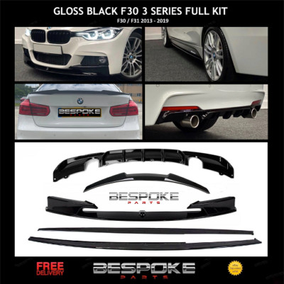 FÜR BMW F30 F31 BODYKIT DIFFUSOR FRONT SPLITTER LIPPE SPOILER SCHWELLER GLANZ SCHWARZ