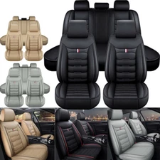 For Nissan Car Seat Covers Leather 5-Seat Full Set Front Rear Protector Pads Mat