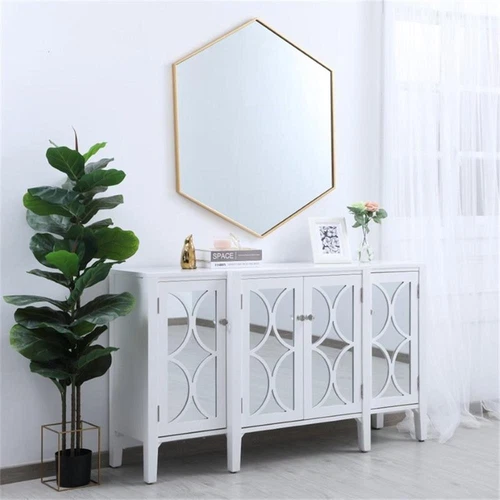 Elegant Decor Eternity 35" x 41" Hexagonal Metal Frame Mirror in Brass - Picture 12 of 13